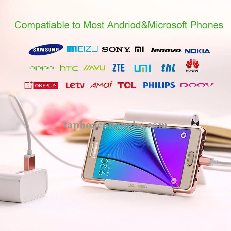 Ugreen 30659 0.5M màu Vàng Cáp sạc truyền dữ liệu USB 2.0 sang MICRO USB đầu mạ vàng US134 30030659